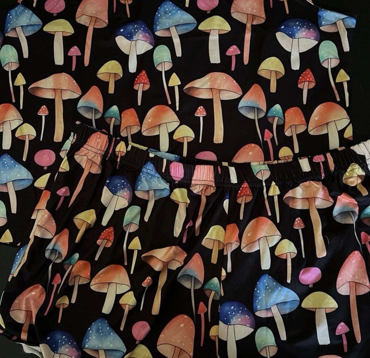 New Graphic Mushrooms PJ SLOGAN SHORTS SET