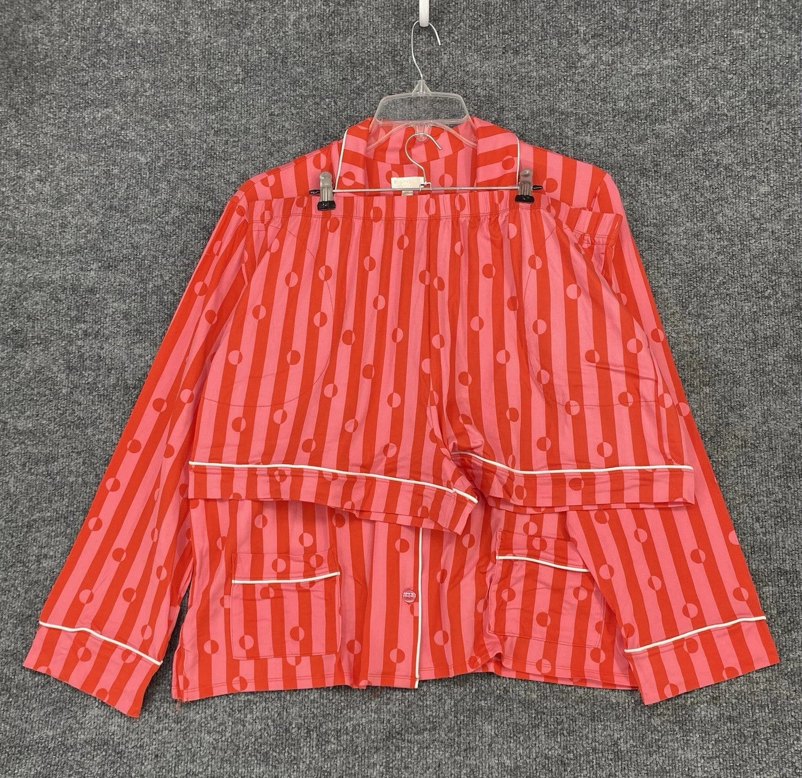 NEW Beauty Sleep Social Pajama Set Long Sleeve Top Short Womens XXL Red Pink