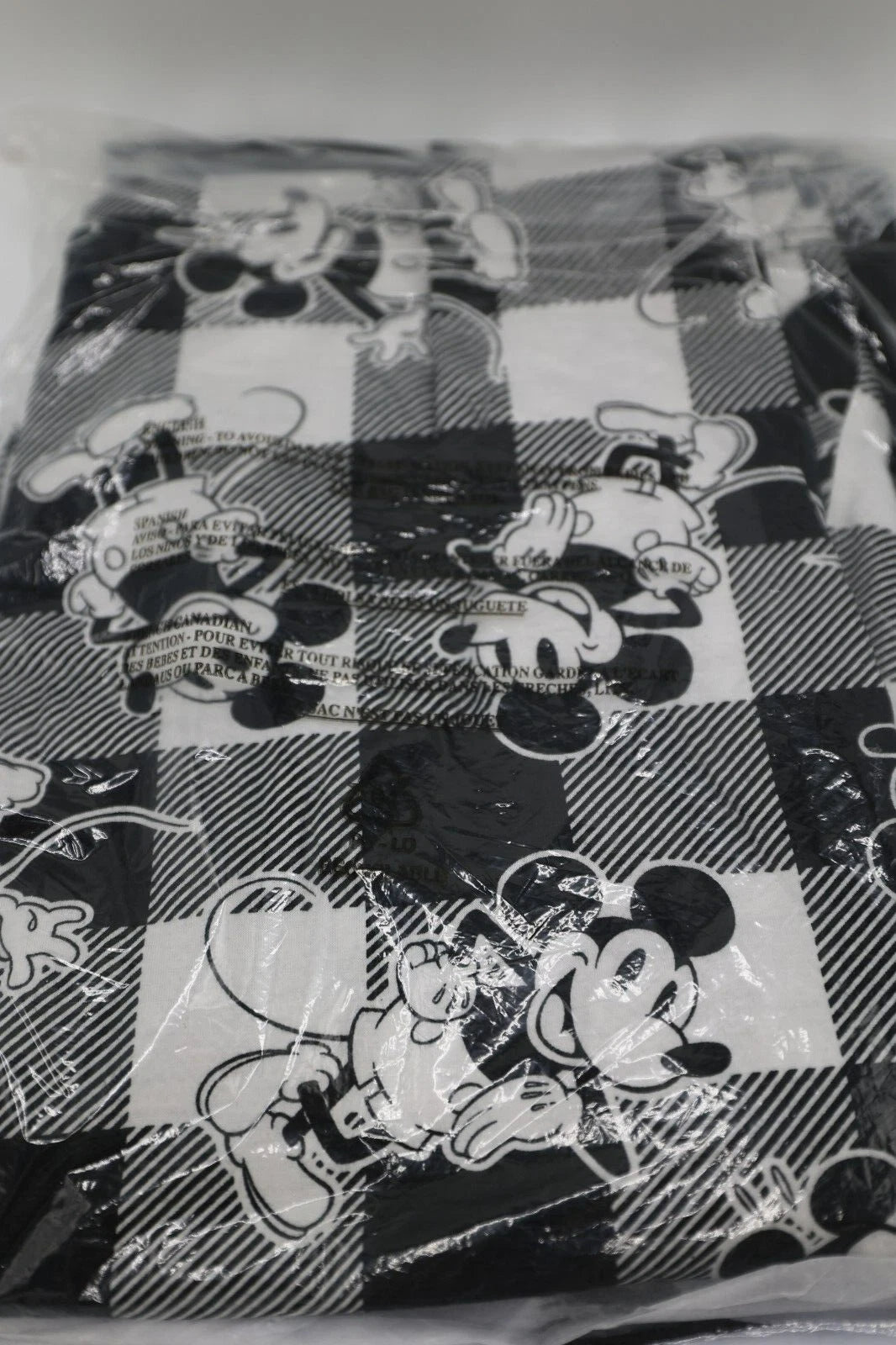New! DISNEY Pajama Set XL 2 Pc Mickey Mouse buffalo check black and white