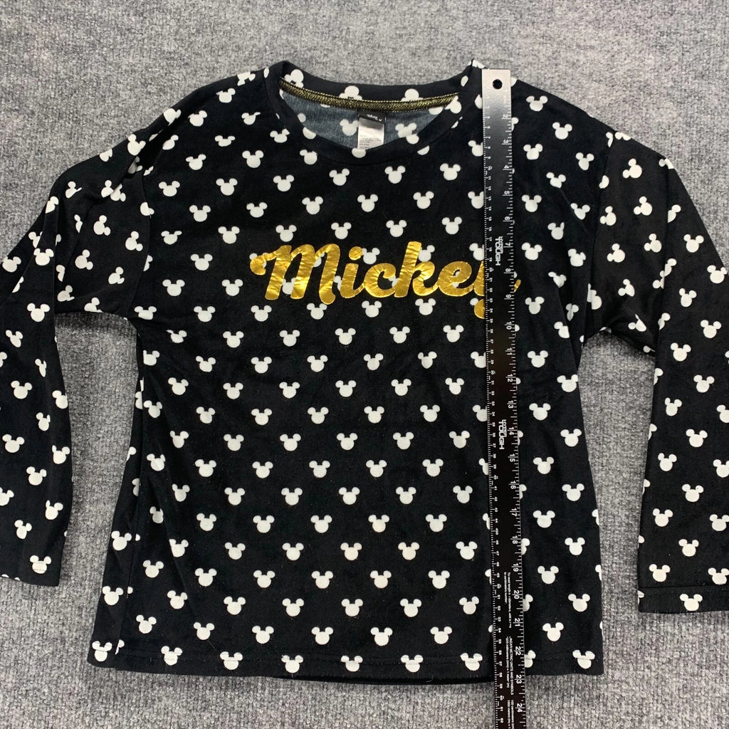 Disney Mickey Mouse Sleepwear Womens XS Black Stretch Pajama Top Pants Set