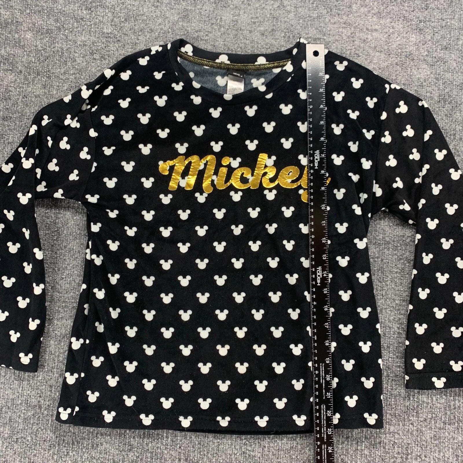 Disney Mickey Mouse Sleepwear Womens XS Black Stretch Pajama Top Pants Set