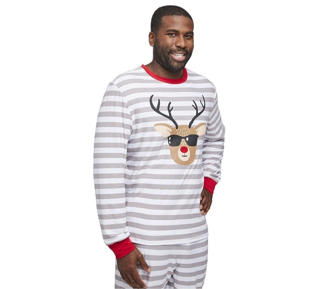 Jolly Jammies Men's Stripe Dear Matching Family Christmas Pajamas Set Size XL