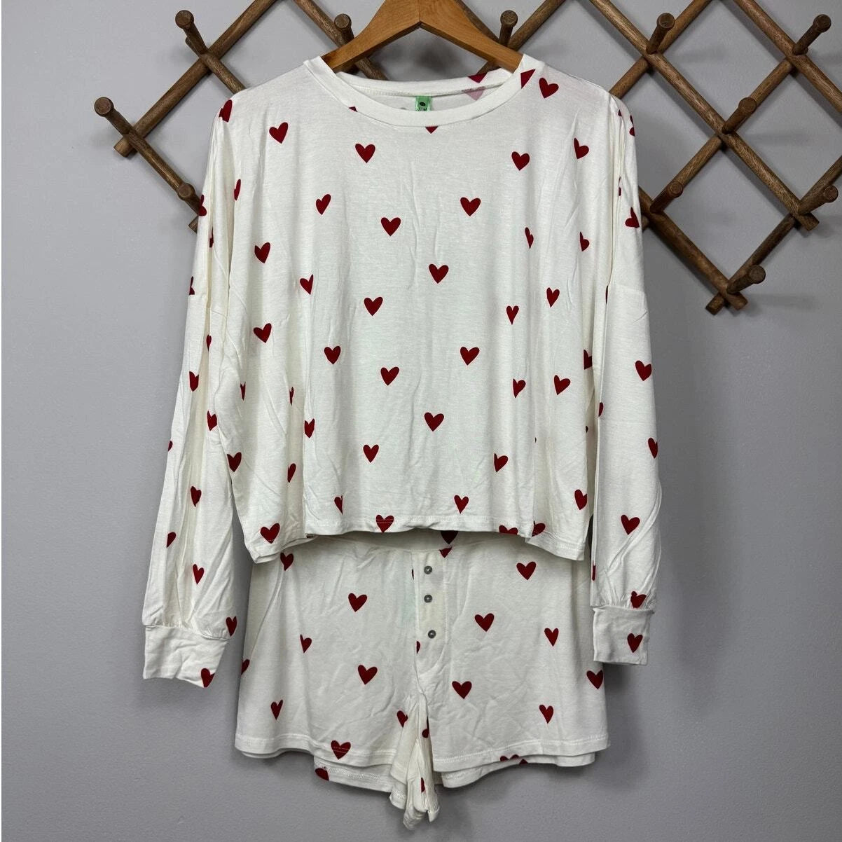 New Honeydew Intimates All American Shortie Set Ivory Hearts Size S