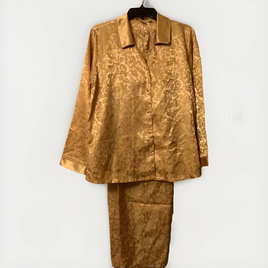 Vintage Enchanting Ladies Sleepwear. Medium (10-12). Gold. 3 Piece.