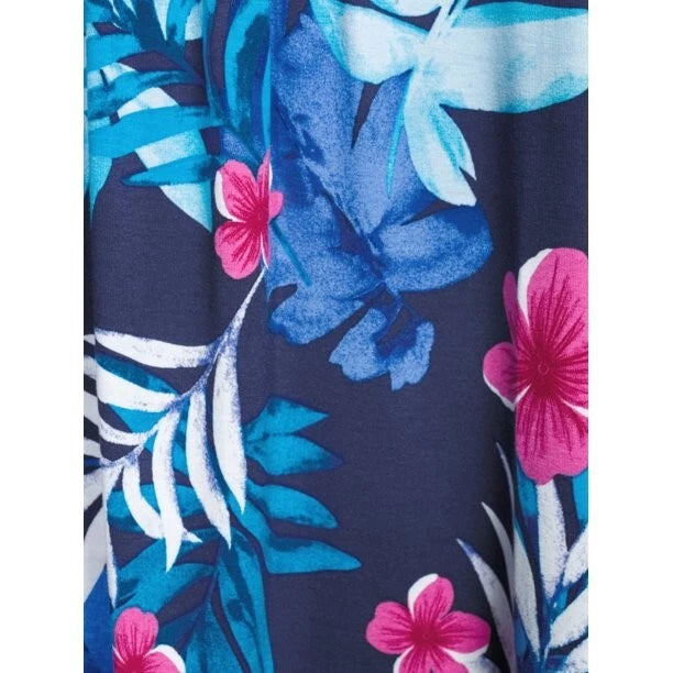 -2 PCS SECRET TREASURES NAVY BLUE FLORAL LONG JOGGER PANTS POCKETS & NAVY TOP 3X