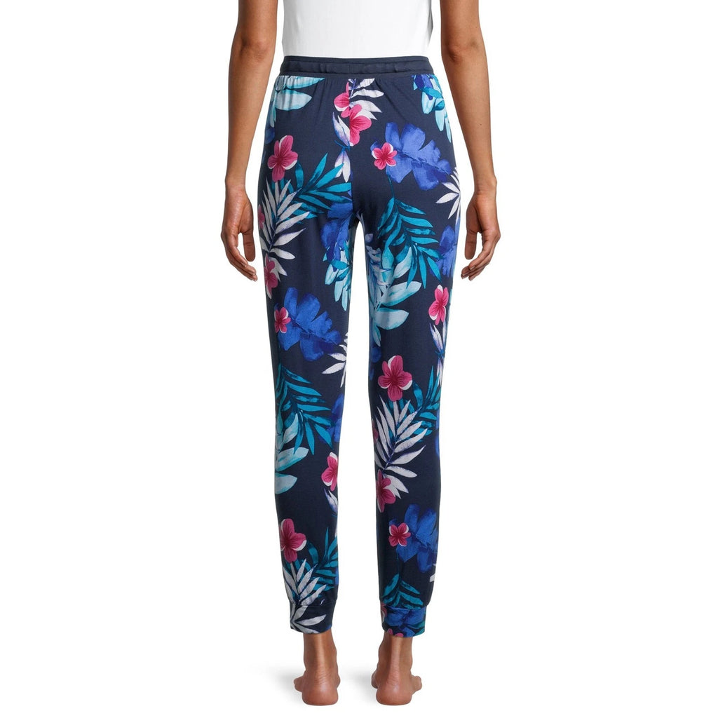 -2 PCS SECRET TREASURES NAVY BLUE FLORAL LONG JOGGER PANTS POCKETS & NAVY TOP 3X