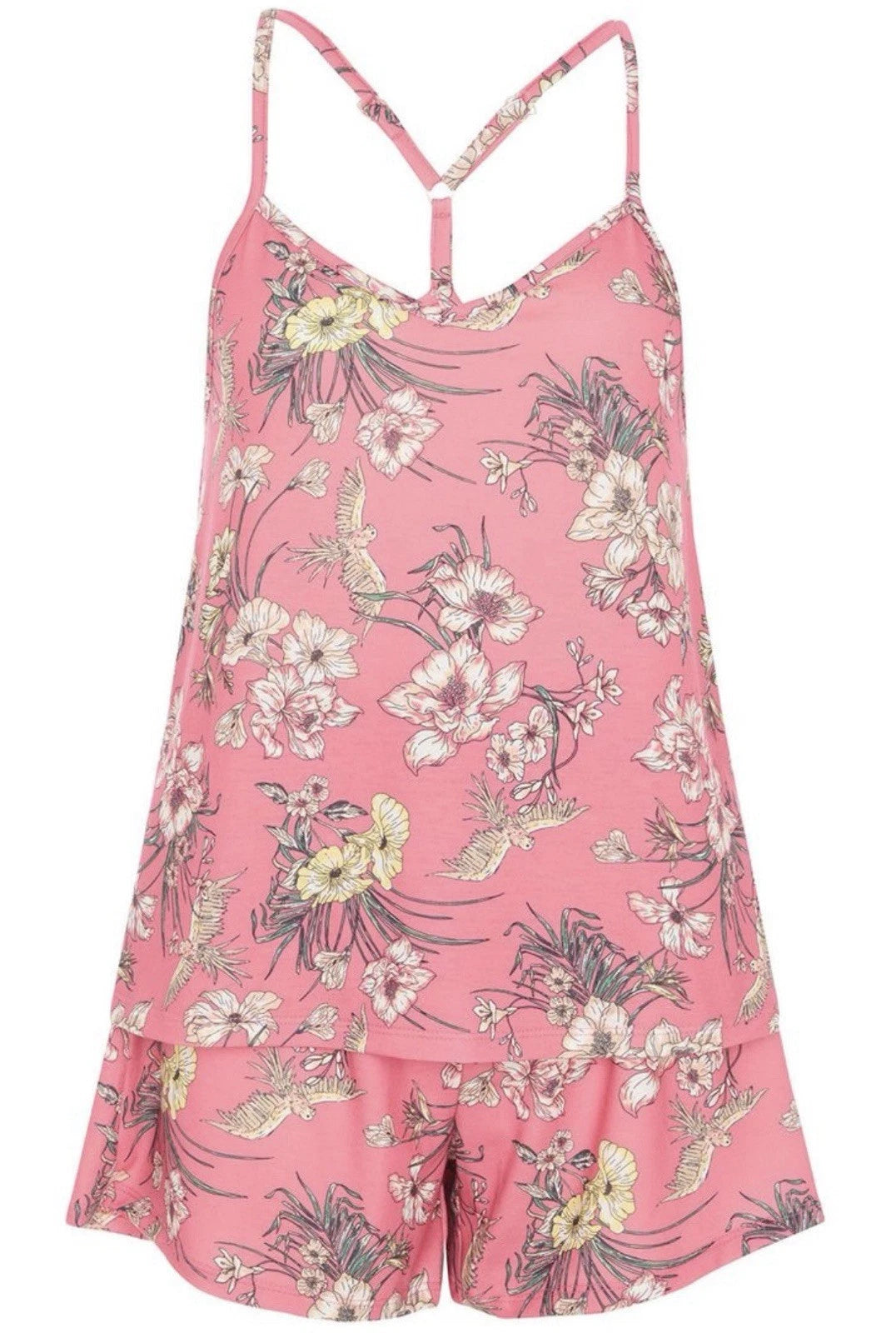 Bon Marche Tropical Print  Soft Touch Pyjama Shorts Set Camisole Top 20/22 BNWT
