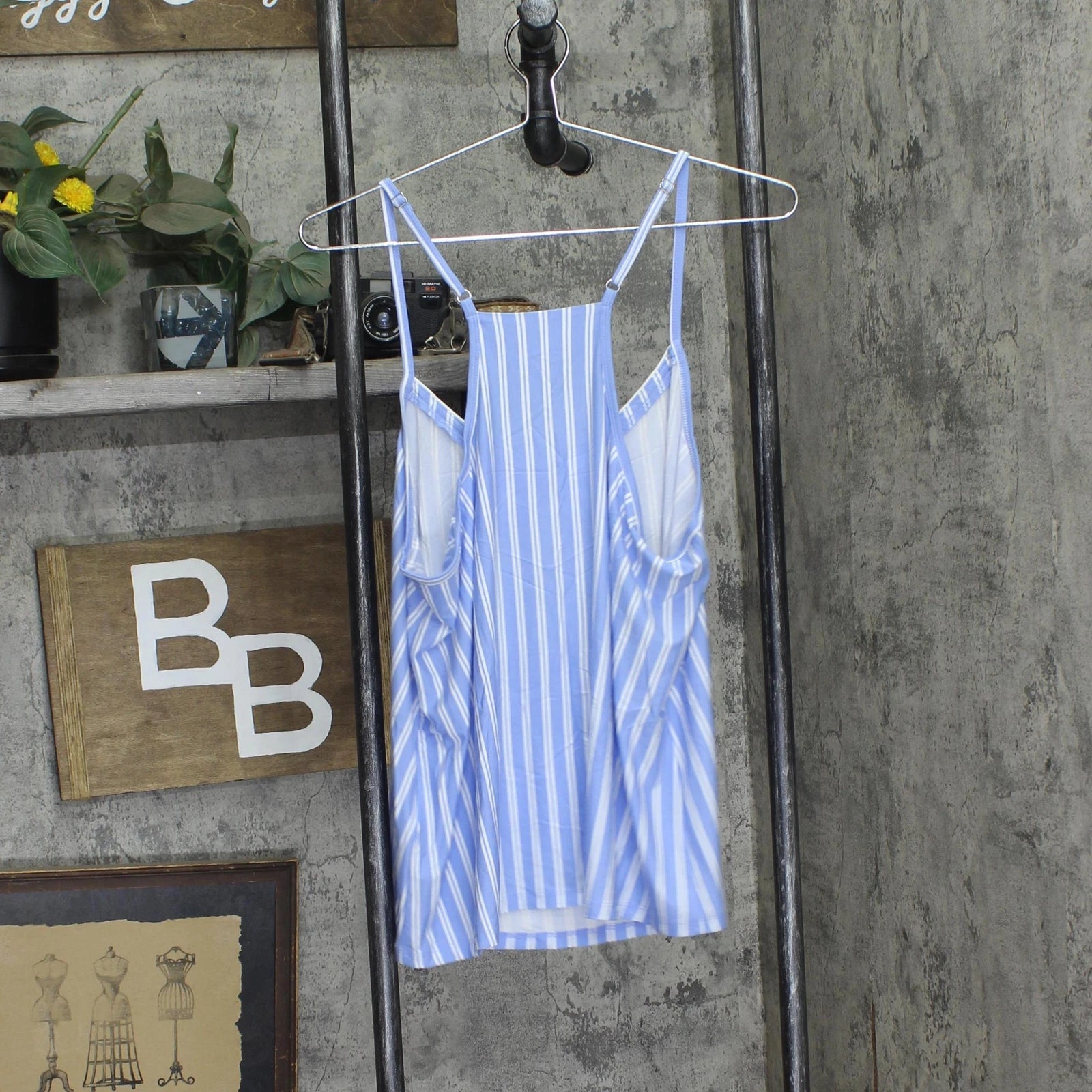 State Of Day Womens Racerback Tank Pajama Set 100201225MS Blue Stripe XL
