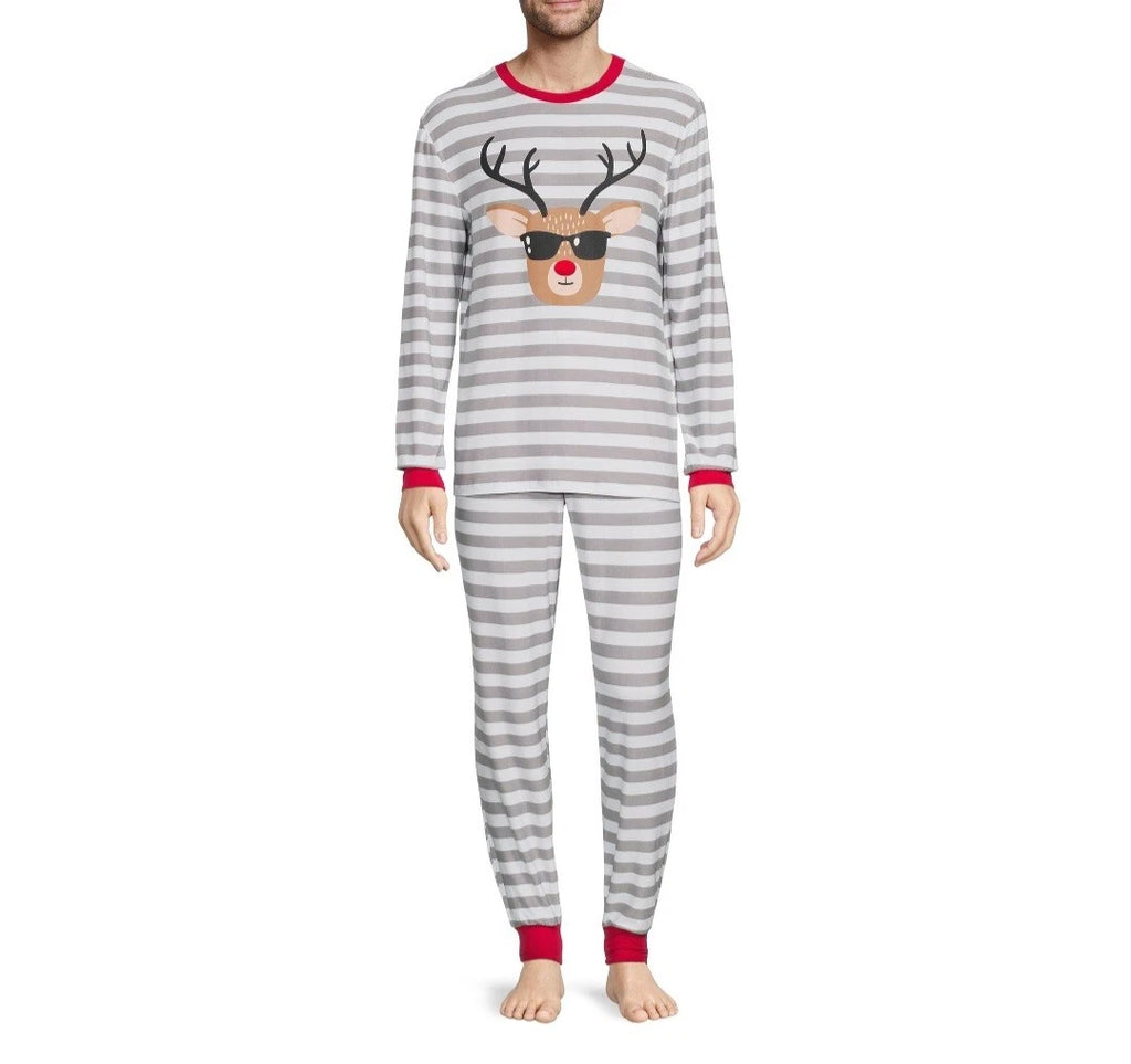 Jolly Jammies Men's Stripe Dear Matching Family Christmas Pajamas Set Size XL