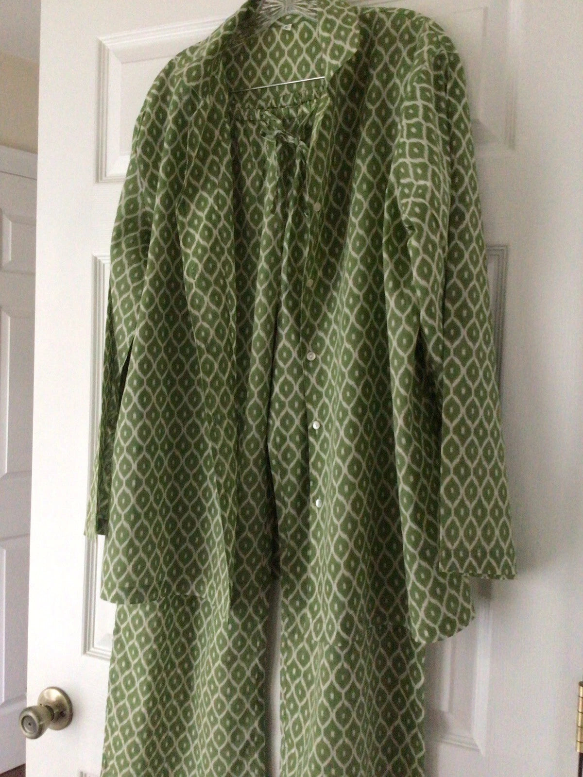 TWO’S COMPANY” WOMENS PJ’S CLASSIC IKAT PRINT NWOTAGS GORGEOUS GREEN