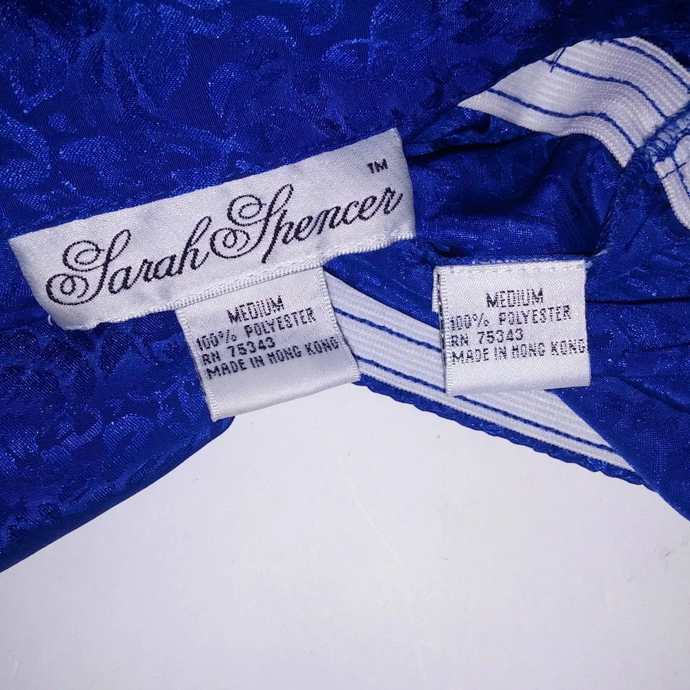 Sarah Spencer Pajama Set Sleepwear Top & Bottom Medium Blue Button Up Pants
