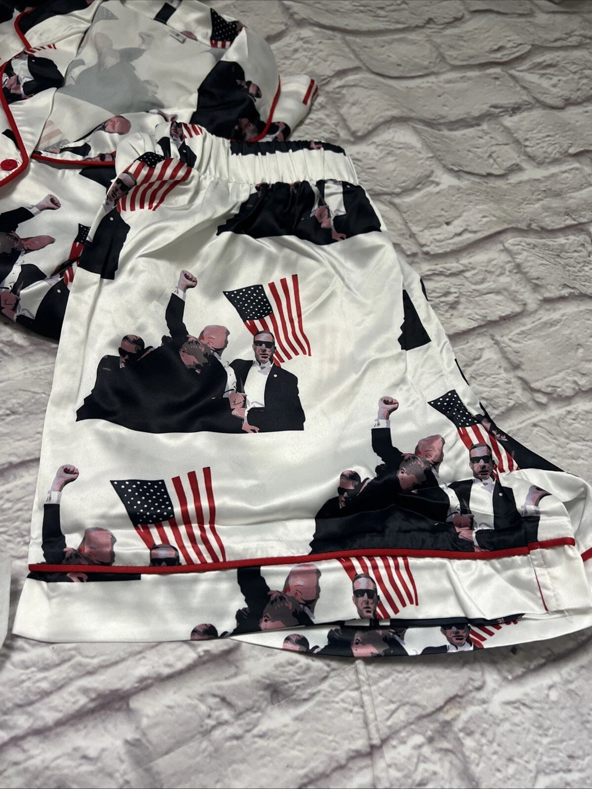 American Flag president Fight Pajamas Set Shorts NEW Small