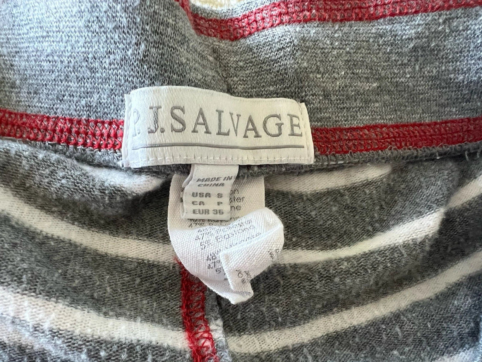 P.J. Salvage gray white stripe 2 pc soft stretch pajama lounge set S