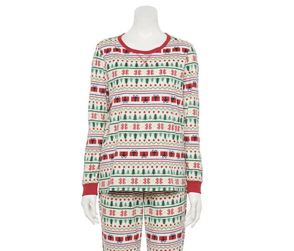 Woman's Jammies For Your Families Christmas Kitsch Fairisle Pajama Set Size XS