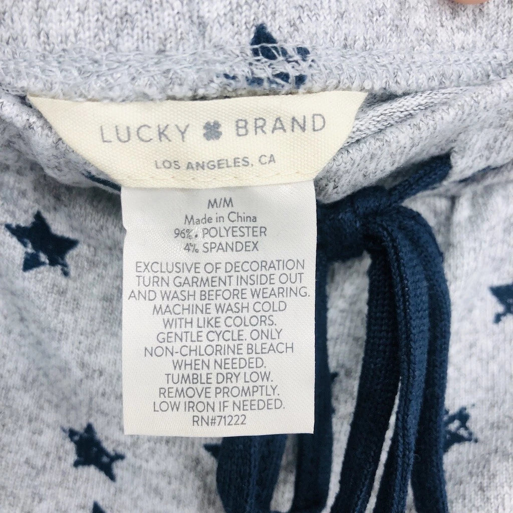 Lucky Brand 4 Piece Women Gray Star Polyester Nightwear Pajama Set Medium Soft