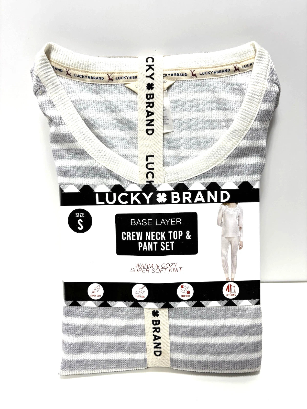 Lucky Brand PJ Set Small Crew Neck Top Pants Cozy Warm Thermal Base Layer Lounge