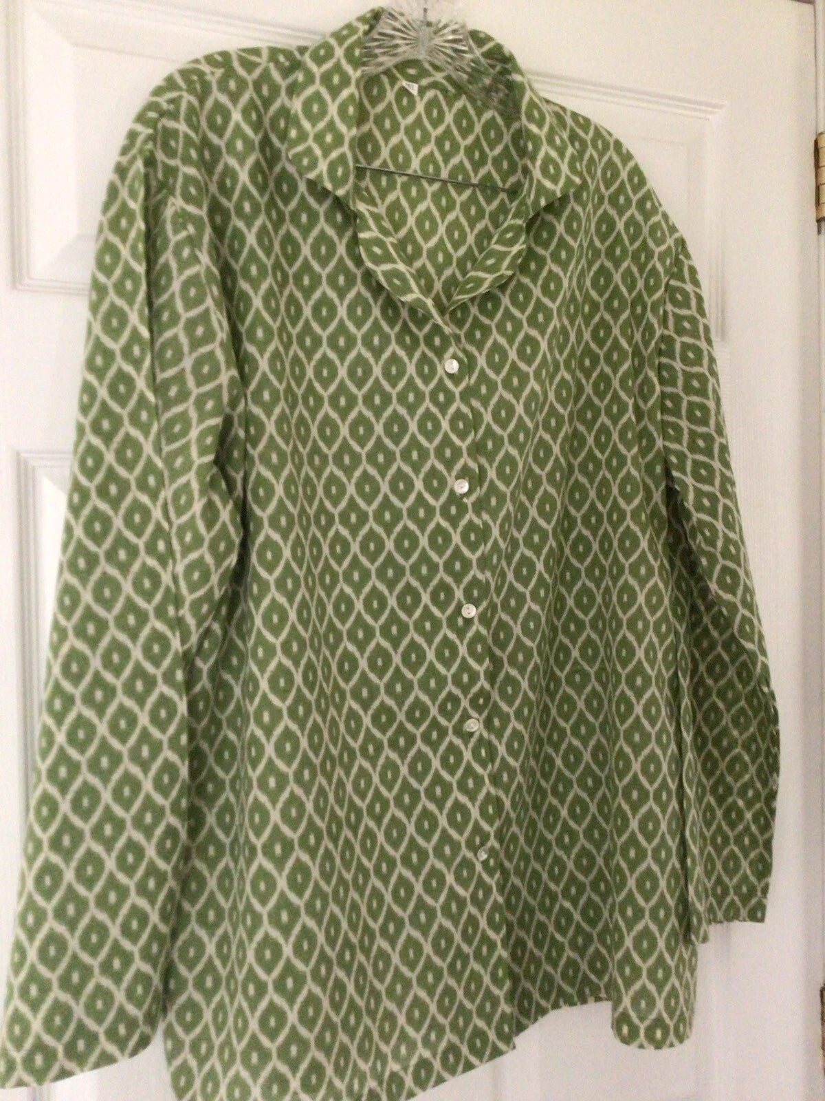TWO’S COMPANY” WOMENS PJ’S CLASSIC IKAT PRINT NWOTAGS GORGEOUS GREEN