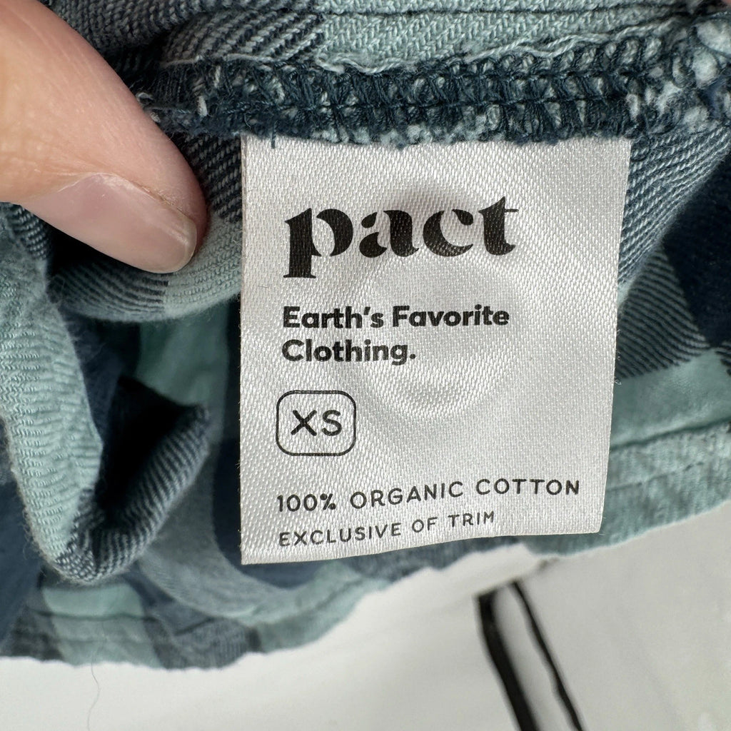 Pact pajama set xs green check plaid organic cotton cabin cozy outdoor gorpcore
