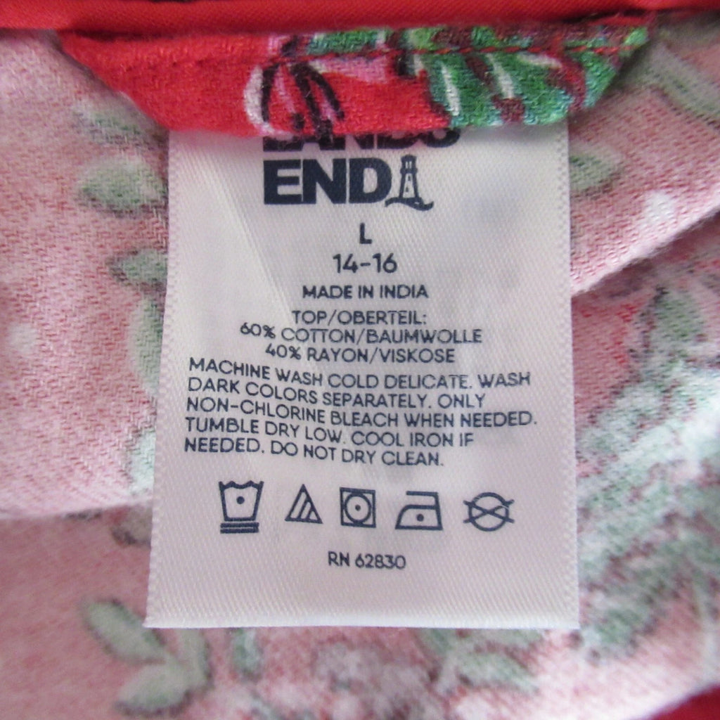 Lands End Pajamas Set L  Red Flannel Dog Dachshund Poodle Pants Top Long Sleeve