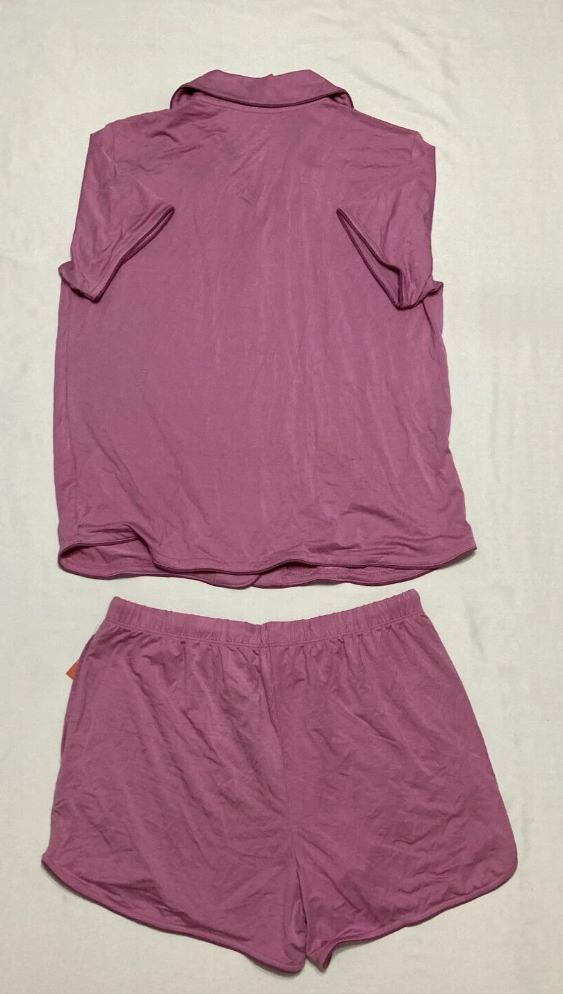 State Of Day Pajama Set Notch Collar Purple S