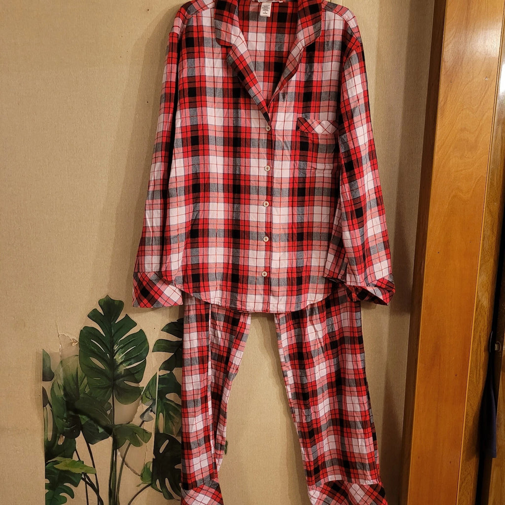 Victoria's Secret Dream Tartan Plaid Pajama Set Red Medium 2pc Pant Set Holiday