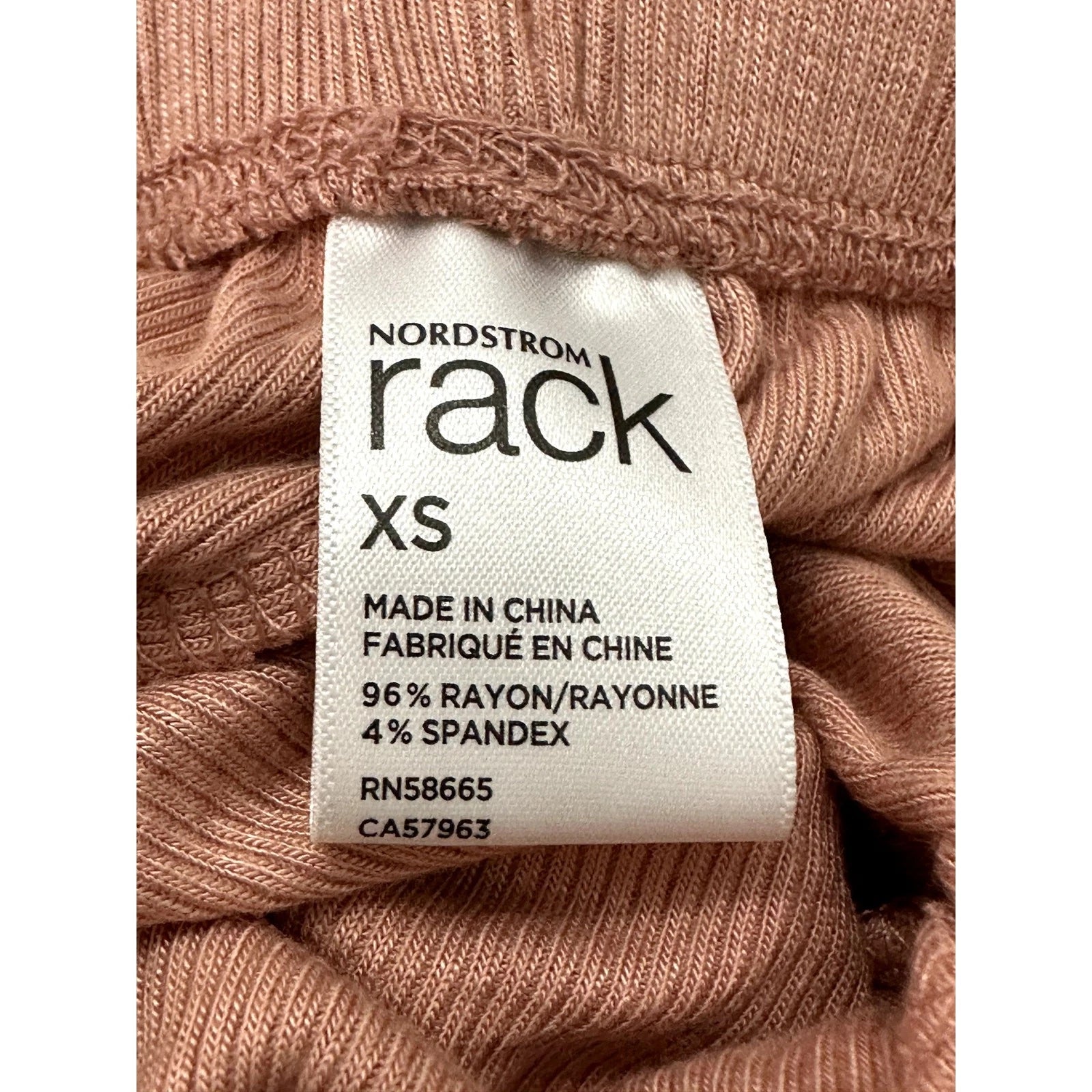 Nordstrom Pajama Set Ribbed Short Sleeves Drawstring Mauve Pink Women's XS NWOT