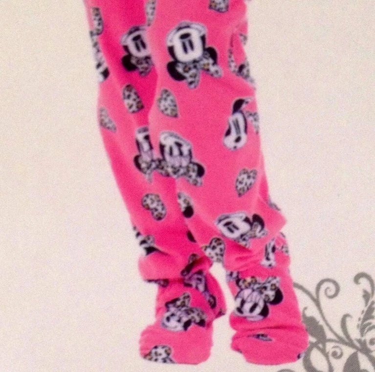 NWT Disney Minnie Mouse Footed Pajamas Leopard Heart Bow Costume XL or XXL