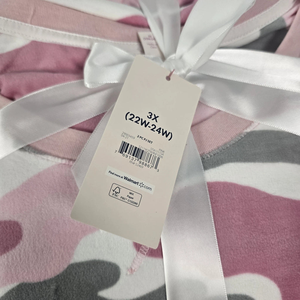 Secret Treasures Pajama Set Woman's 3XL (22W-24W) Pink Camouflaged Valor New