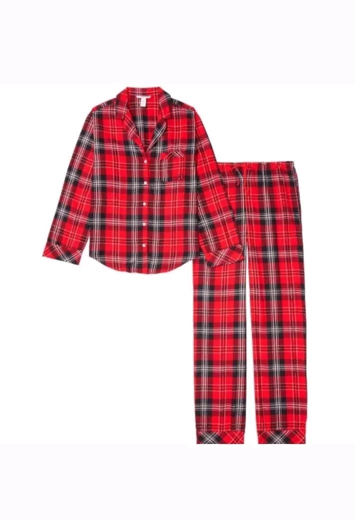 Victoria's Secret Dream Tartan Plaid Pajama Set Red Medium 2pc Pant Set Holiday