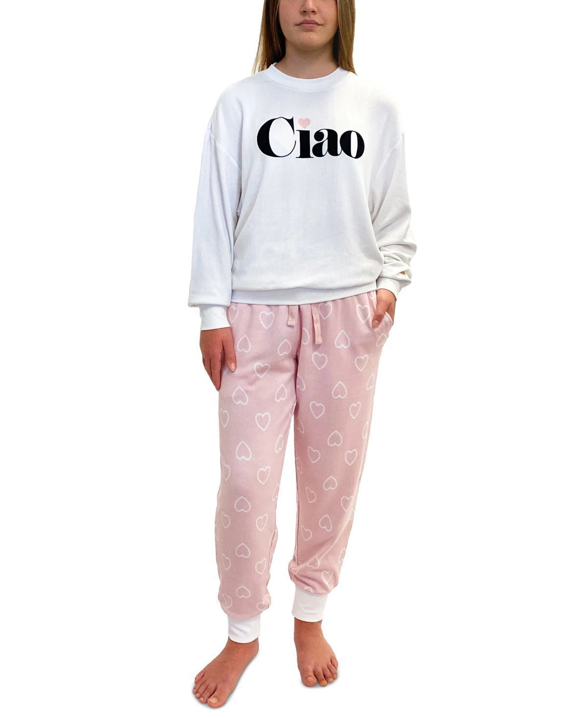 SUBURBAN RIOT Womens Ciao Long Sleeve & Jogger Pajama Set Size-XX-Large,Pink