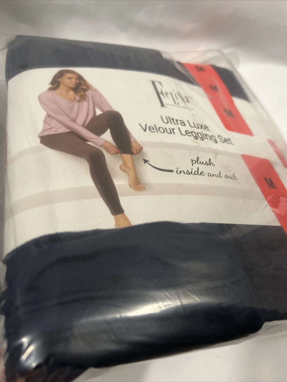 Felina Women's Ultra Luxe Velour Legging Lounge Set Loungewear Navy Size M 02