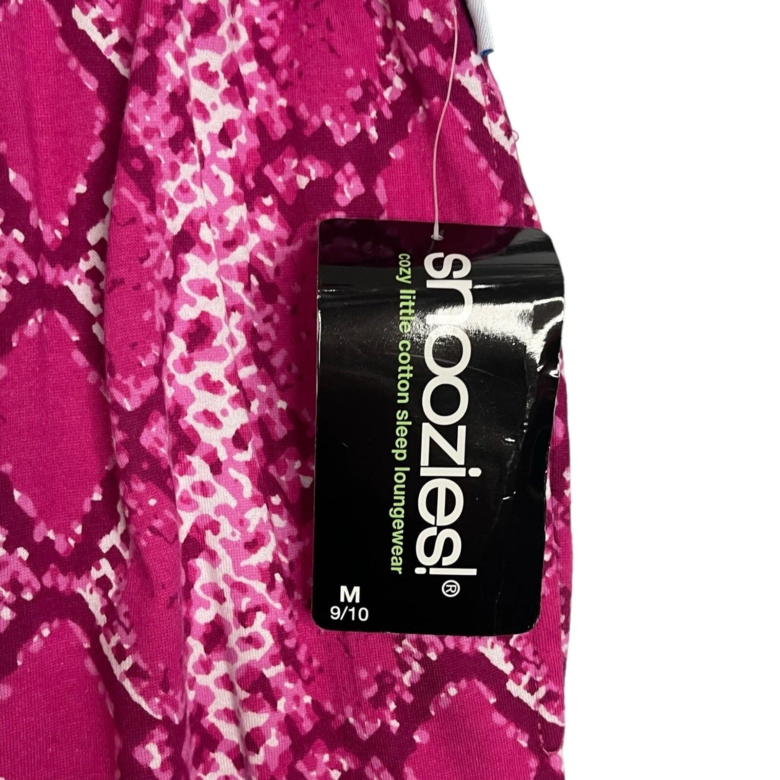 Snoozies Drawstring Pajama Shorts Women's M Pink Snake Skin Reptile Print NEW