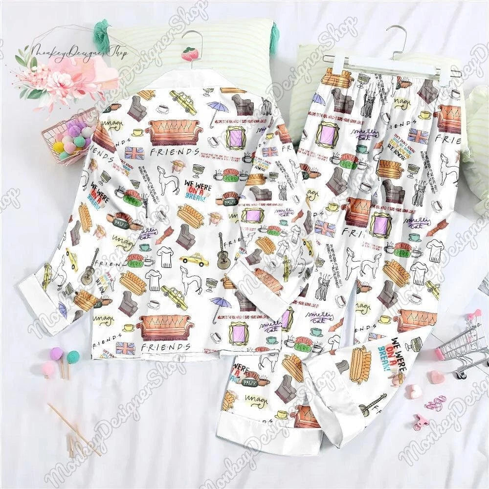 Friends Button Down Pajamas Set, Friends Movie Pajamas, Friends Thick Pajamas, F