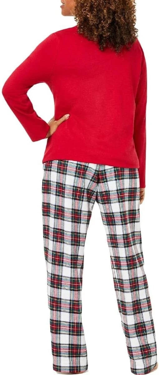New Family PJ's Womens Nightwear Holiday Pajama Set, Red, Large
