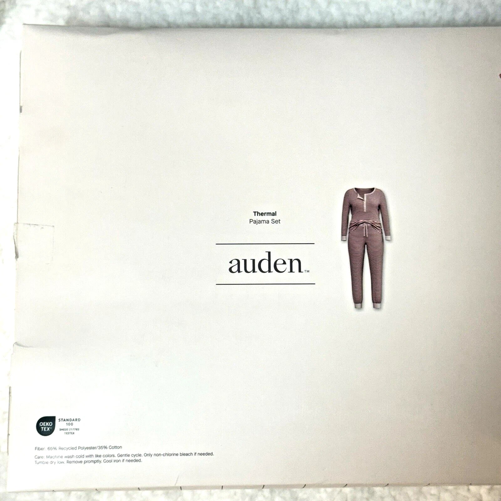 Auden Thermal 2pc Pajama Set Size XL Henley Top & Joggers Red White Striped NEW