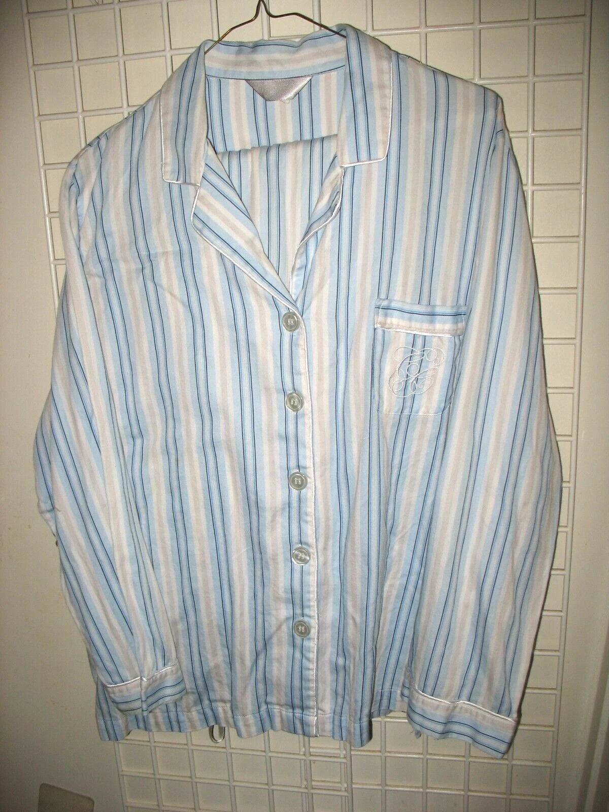 GOOD QUALITY - XL - COTTON - 2 PC PAJAMA SET - LONG SLEEVE - EMBROIDERED POCKET