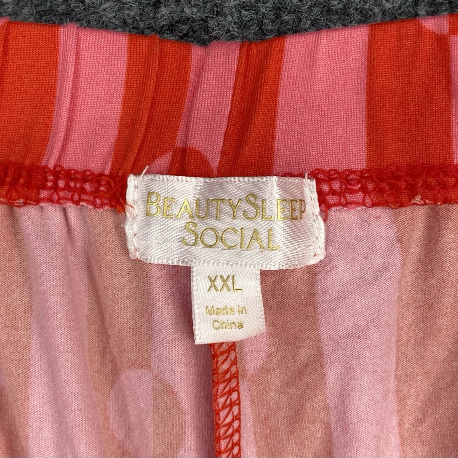 NEW Beauty Sleep Social Pajama Set Long Sleeve Top Short Womens XXL Red Pink