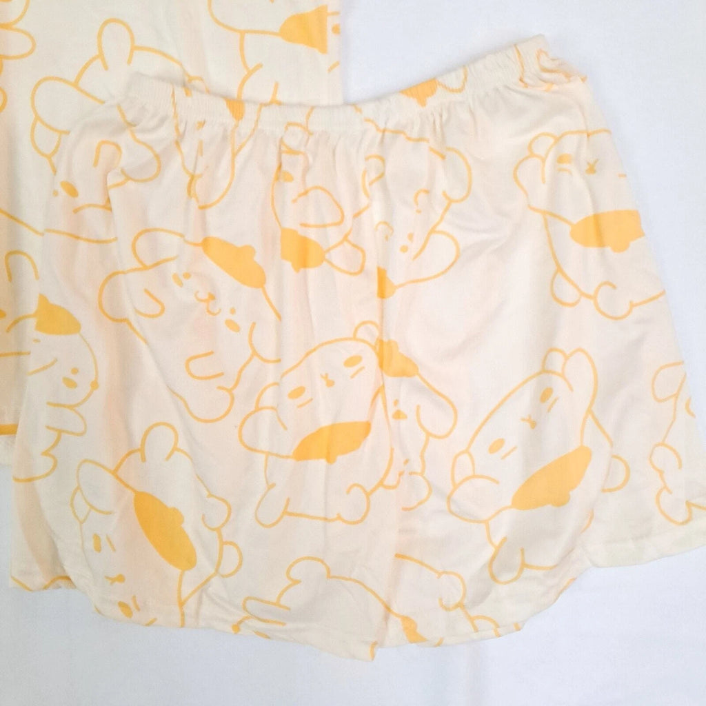Pompompurin Pajamas Women XL Yellow Cotton Set Short Sleeve Loose Fit NWT Anime