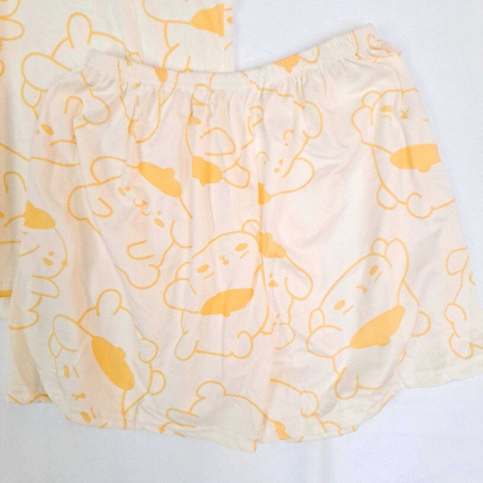 Pompompurin Pajamas Women XL Yellow Cotton Set Short Sleeve Loose Fit NWT Anime