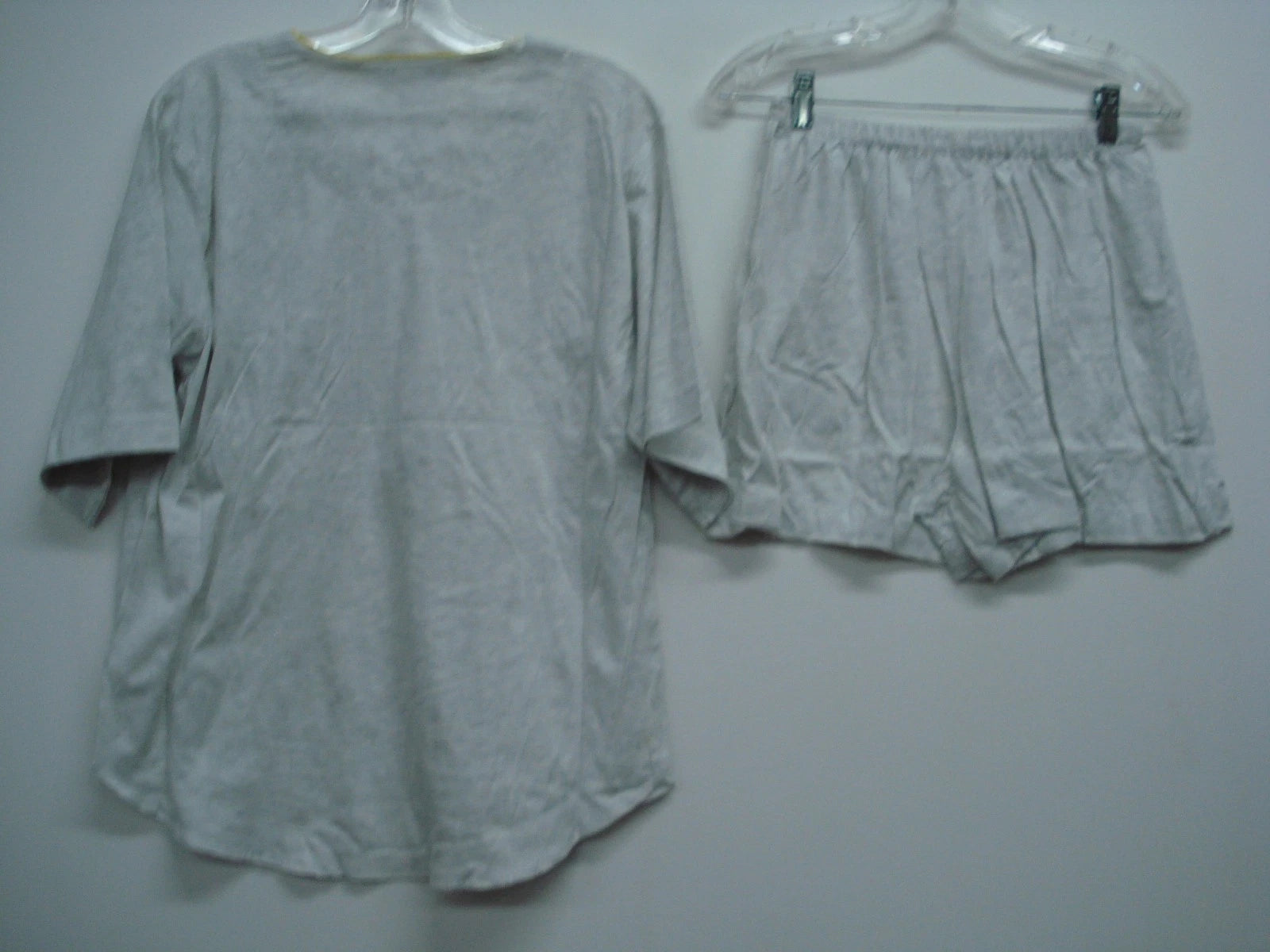 Nancy King Lingerie 2 Piece Pajama Shorts & Top Set Size S Grey w/ Yellow #556N