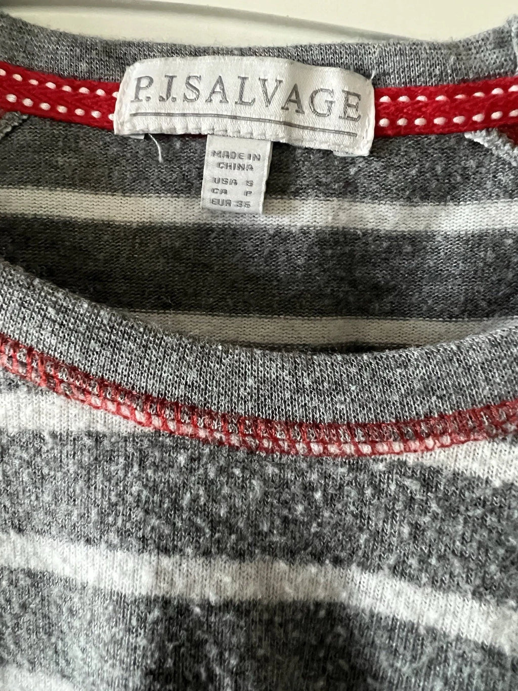 P.J. Salvage gray white stripe 2 pc soft stretch pajama lounge set S