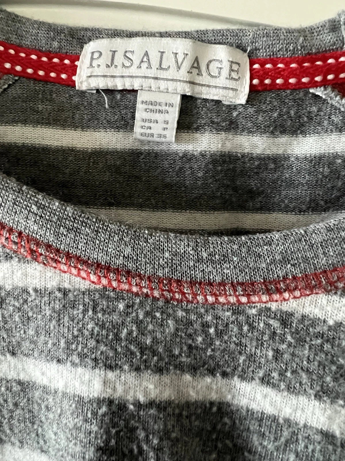 P.J. Salvage gray white stripe 2 pc soft stretch pajama lounge set S