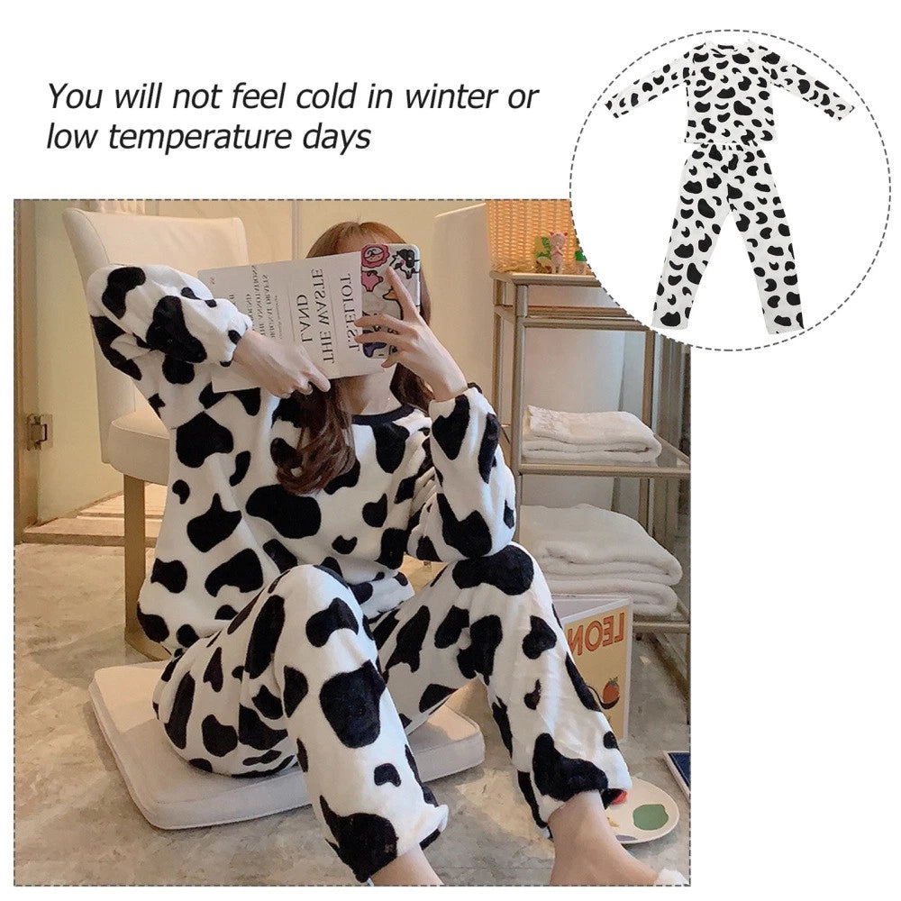 Loungewear Sets for Women Miss Woman Warm Pajamas Flannel Nighty