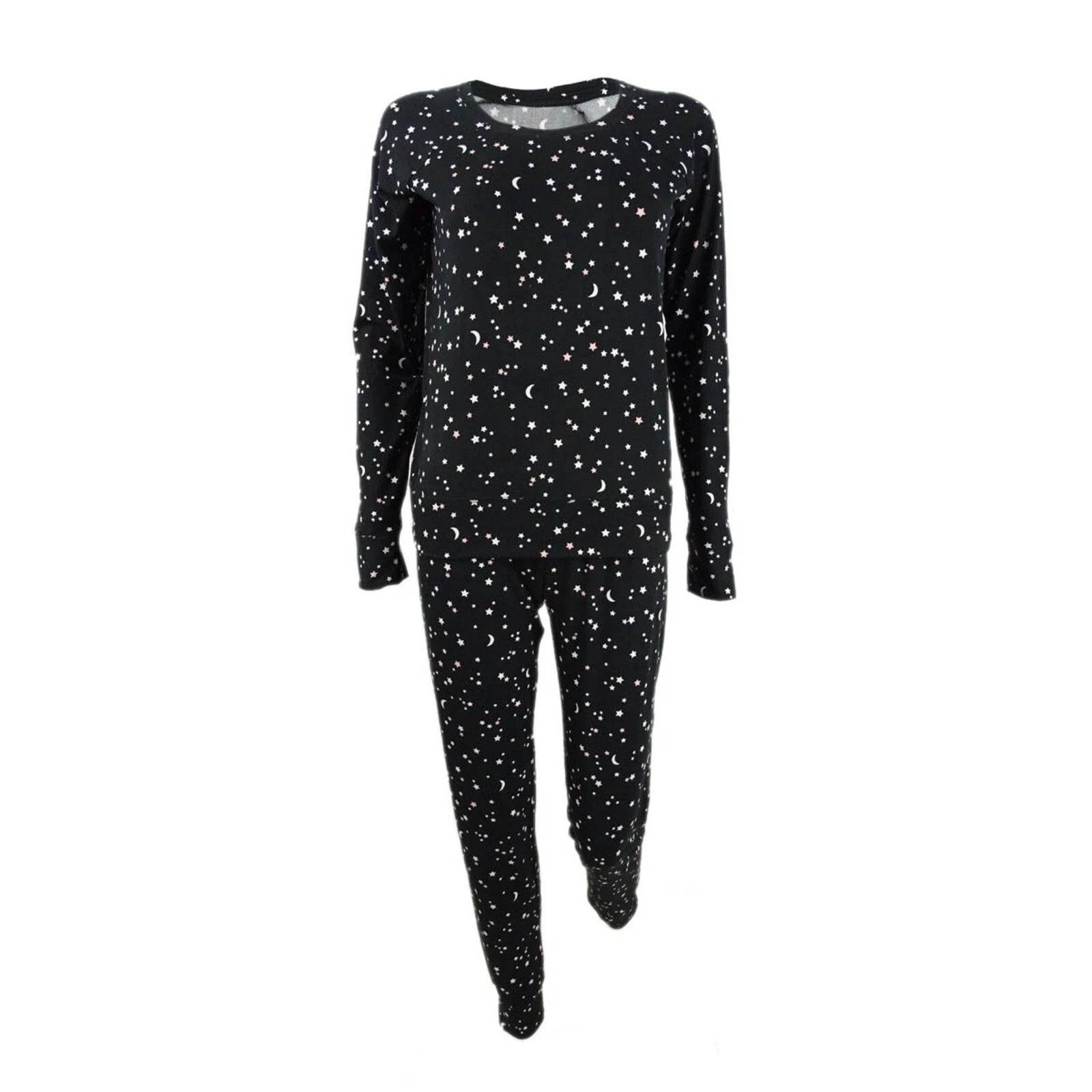 Jenni by Jennifer Moore Women's Knit PJ Set Black All Over Stars XXL