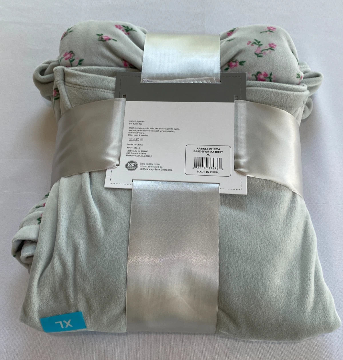 Berkley Jensen 2-Piece Velour Pajama Set Womens Size XL Gray Floral