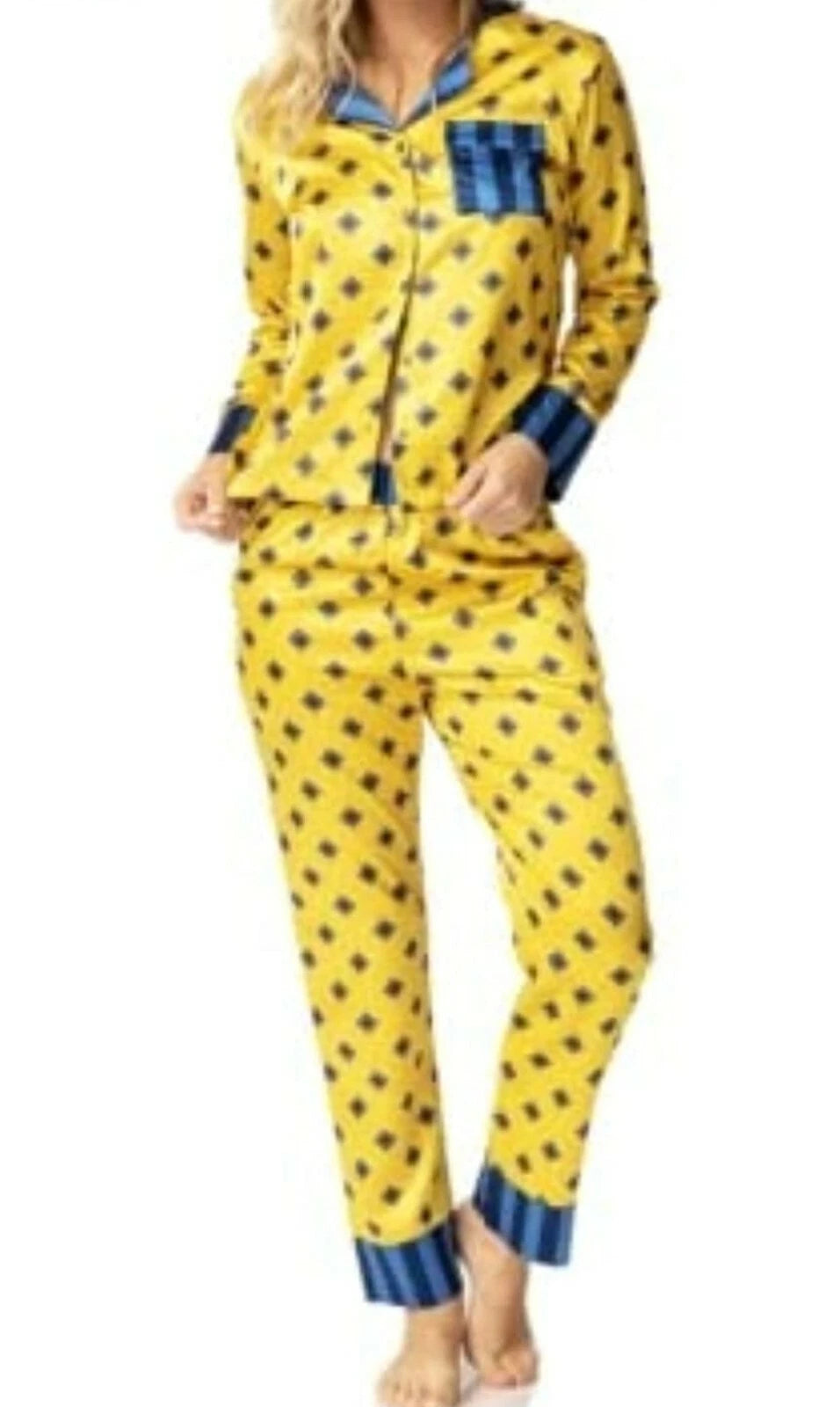 Honey Minx Women's Sz M-L Jordan Sleep Set Pajama Set Yellow