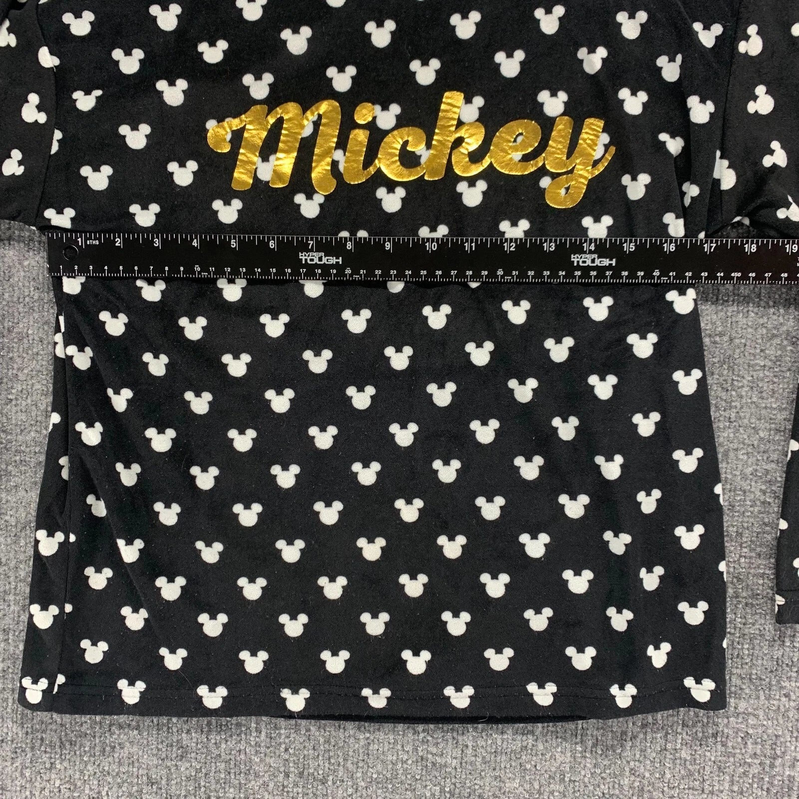 Disney Mickey Mouse Sleepwear Womens XS Black Stretch Pajama Top Pants Set