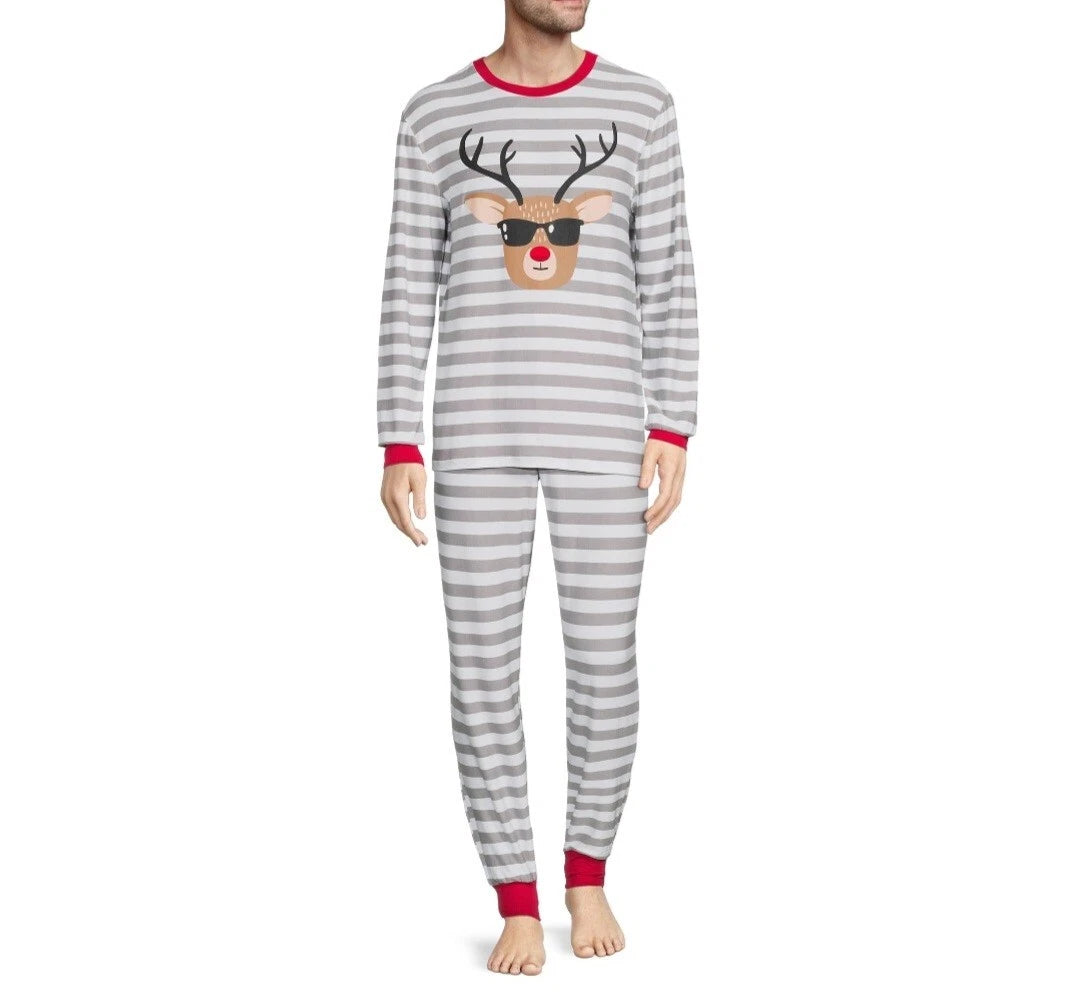 Jolly Jammies Men's Stripe Dear Matching Family Christmas Pajamas Set Size XL