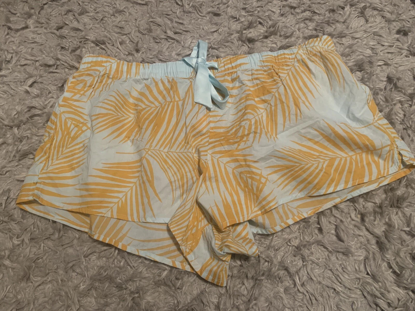 Victoria Secret Sleep Shorts Pajama Bottoms Sz XL - Drawstring - Mint / Mustard