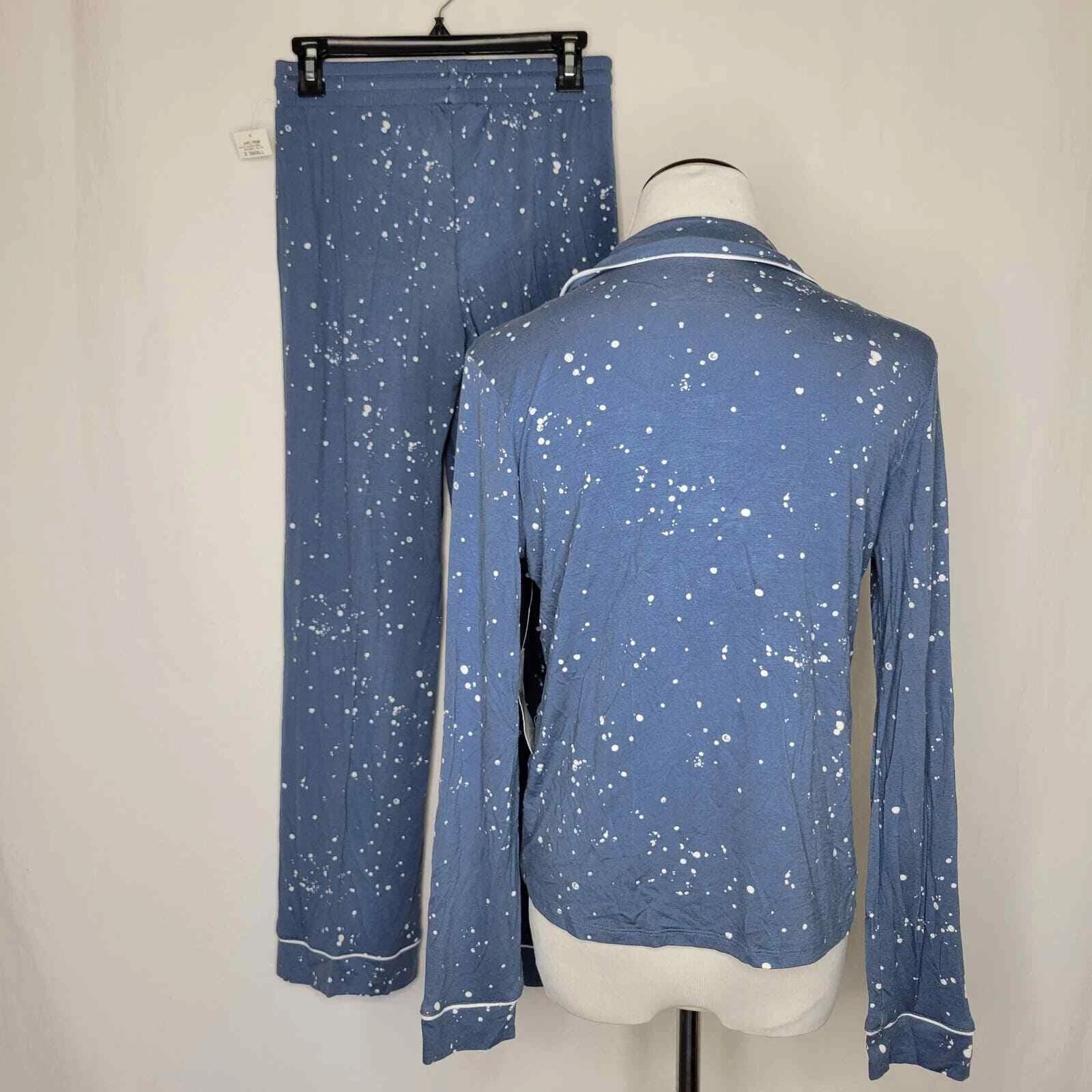 Jenni Notch-Collar Pajama Set Splatter Moonlight Blue NWT Size XS